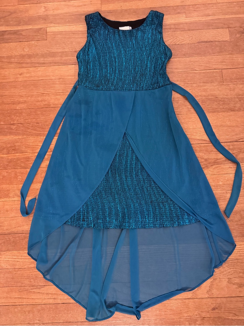 Tween Diva Girls Teal High-Low Midi Dress - Size 16
 b65